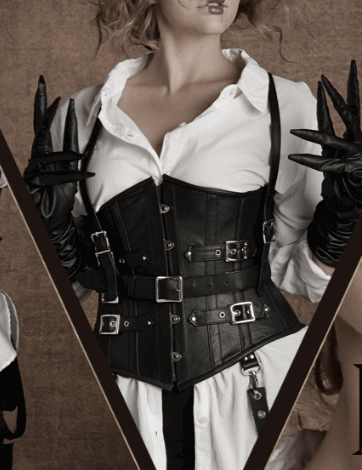 Edward Scissorhands Underbust Leather Corset