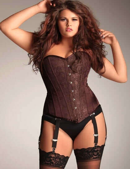 Plus Size Arabella Chocolate Brown Steel Boned Corset