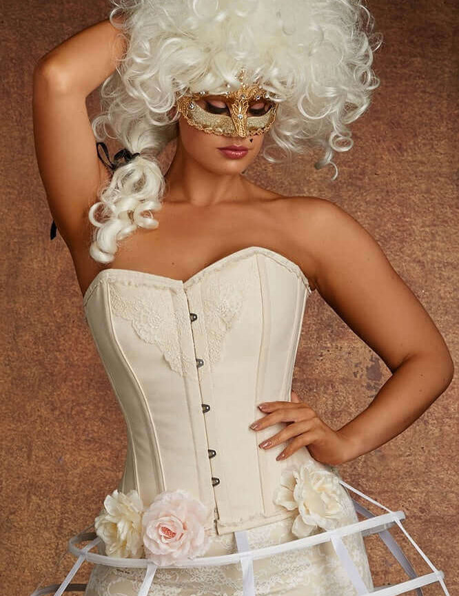 Plus Size Lilith Vintage Lace And Cotton Steel Boned Corset