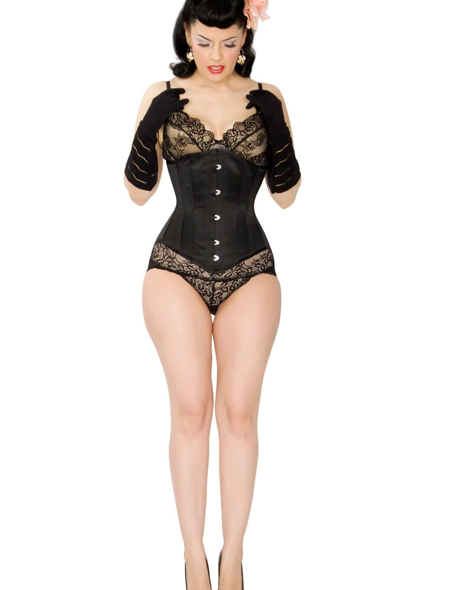 Kinnaird Ireland Black Duchess Satin Lilah Steel Boned Corset