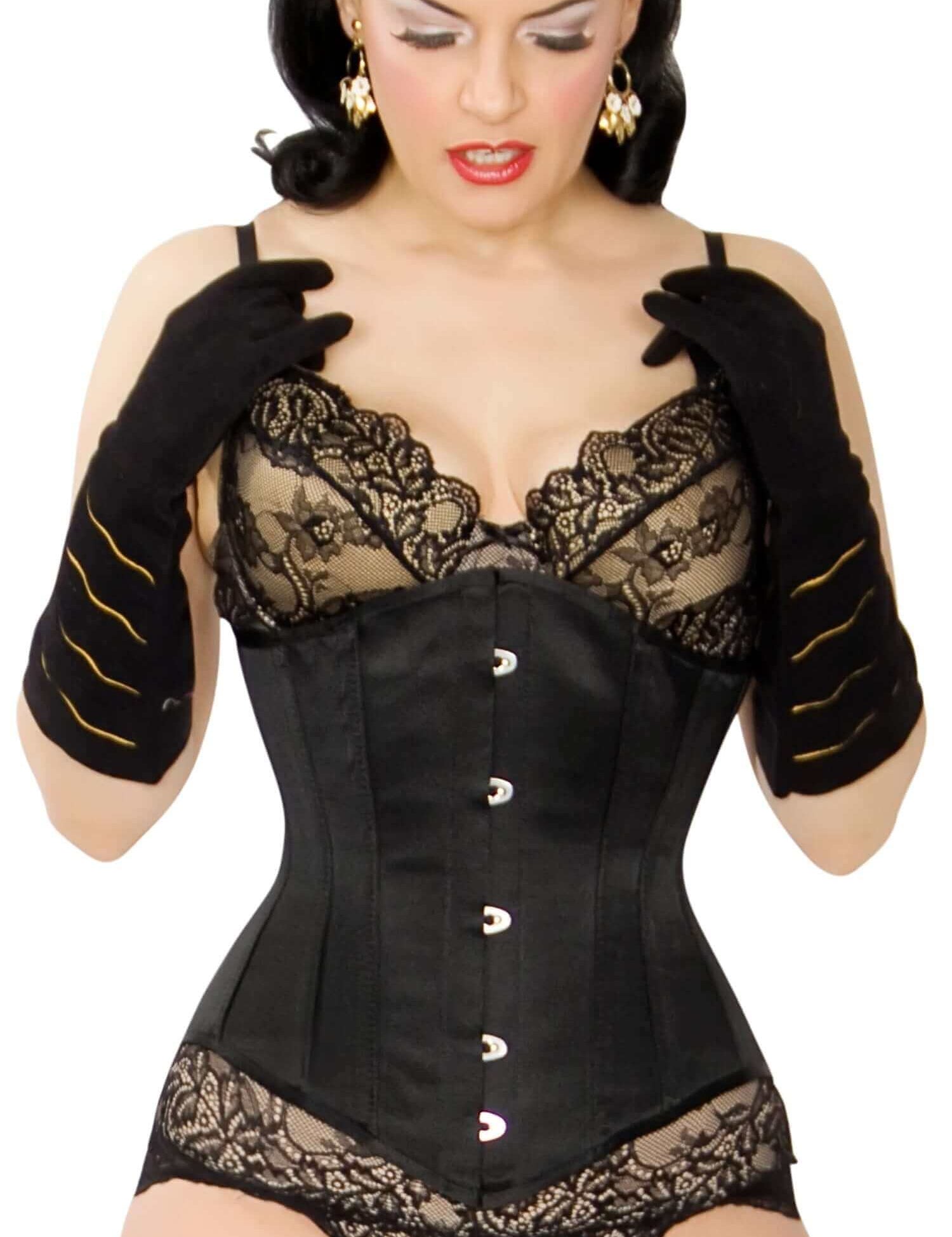 Kinnaird Ireland Black Duchess Satin Lilah Steel Boned Corset