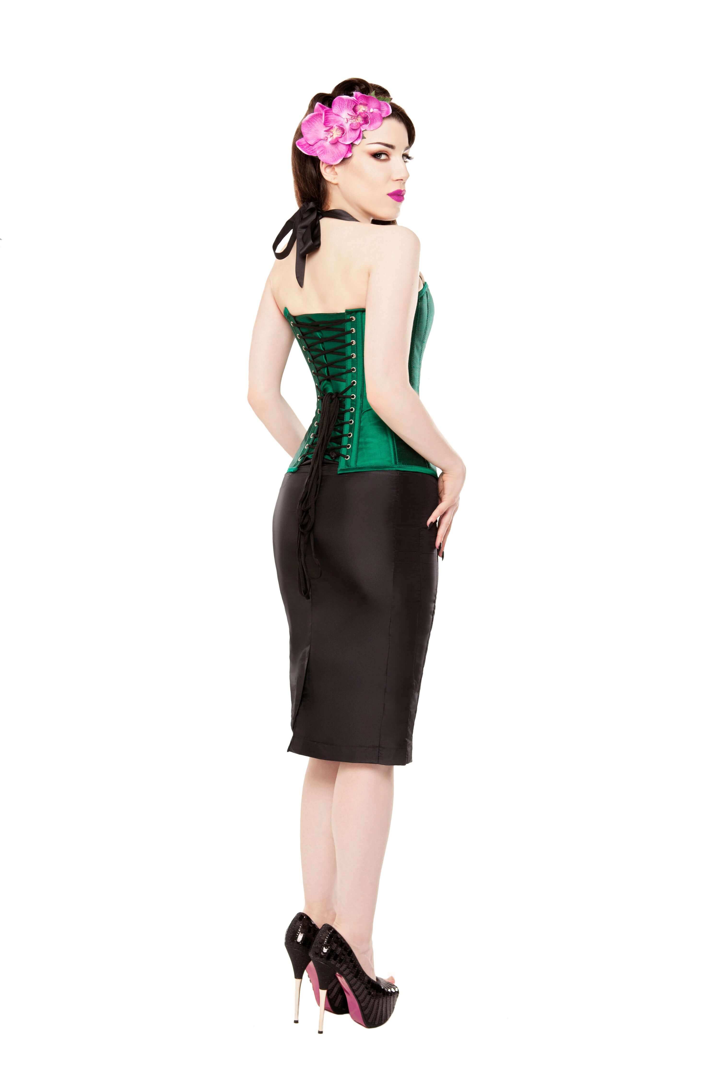 Playgirl Long Black Tafetta Pencil Skirt