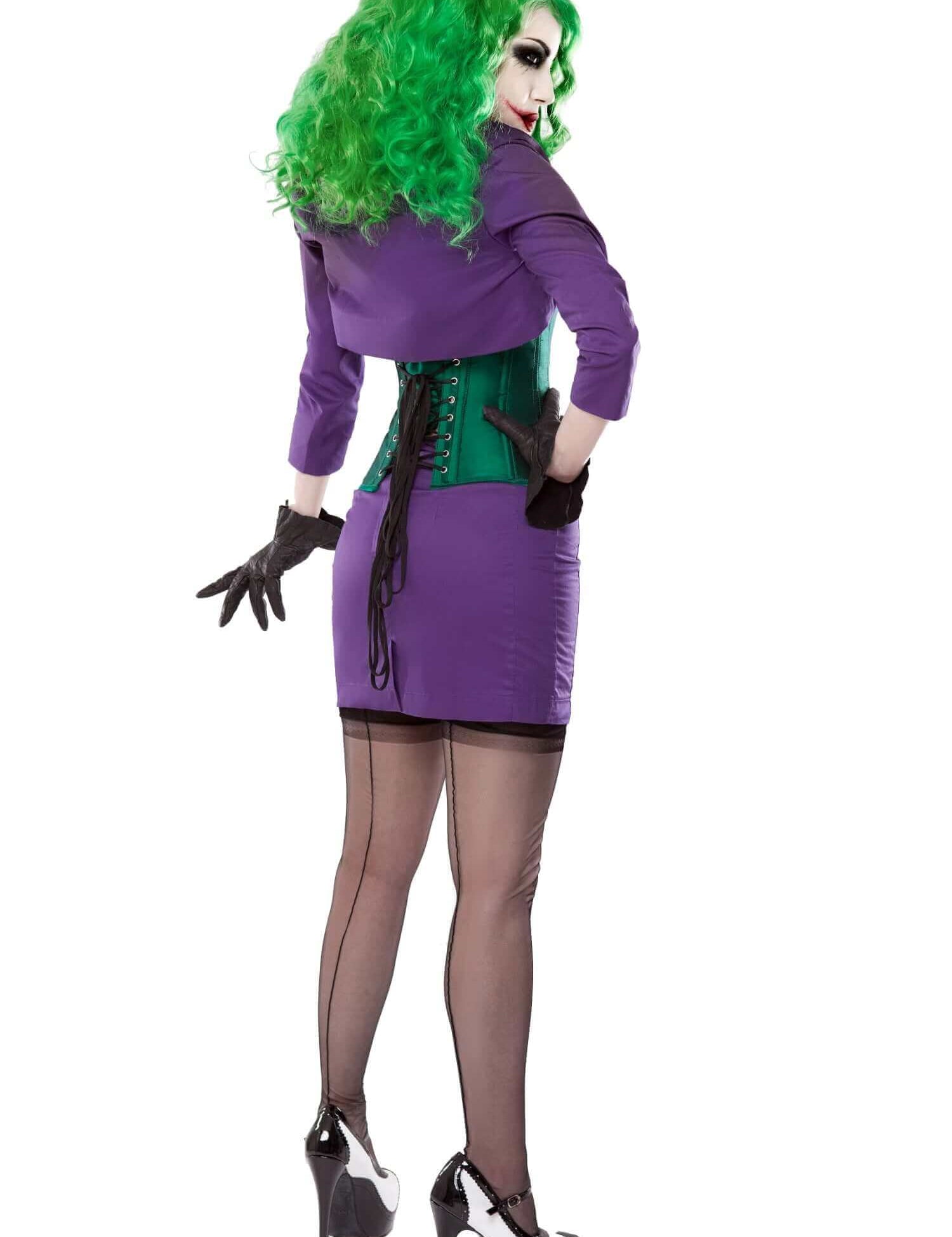 Green Silk Corset With Purple Bolero & Skirt Outfit