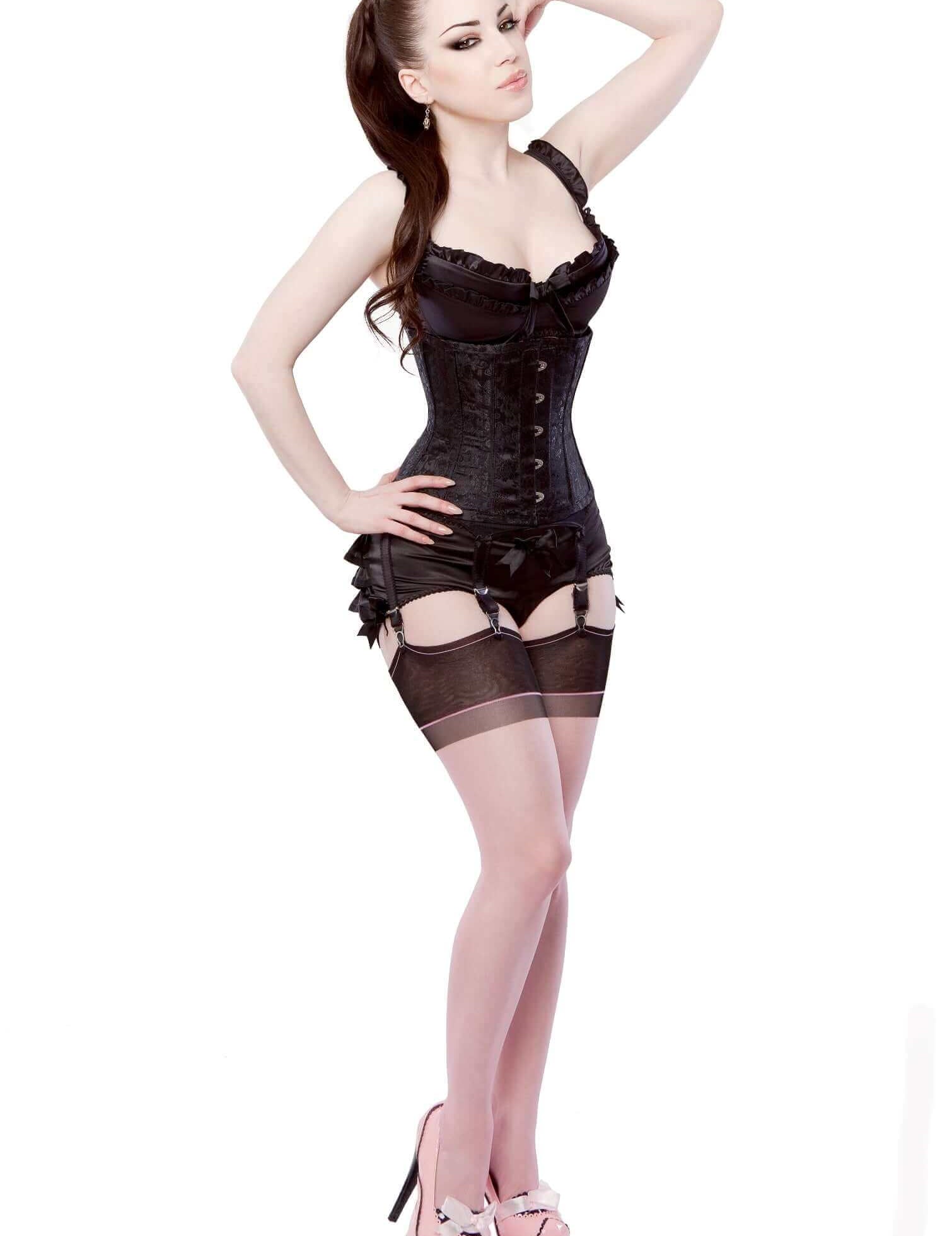 Playgirl Eve Steel Boned Black Brocade Cincher Corset