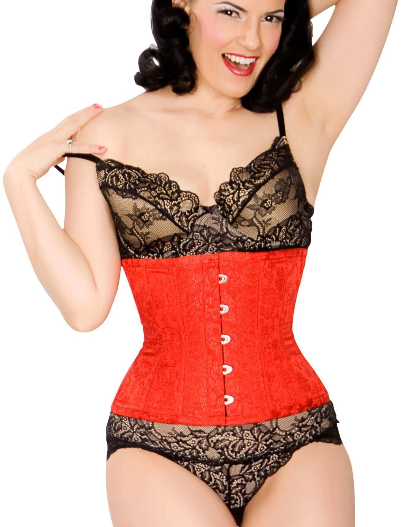 Playgirl Eve Steel Boned Red Brocade Cincher Corset