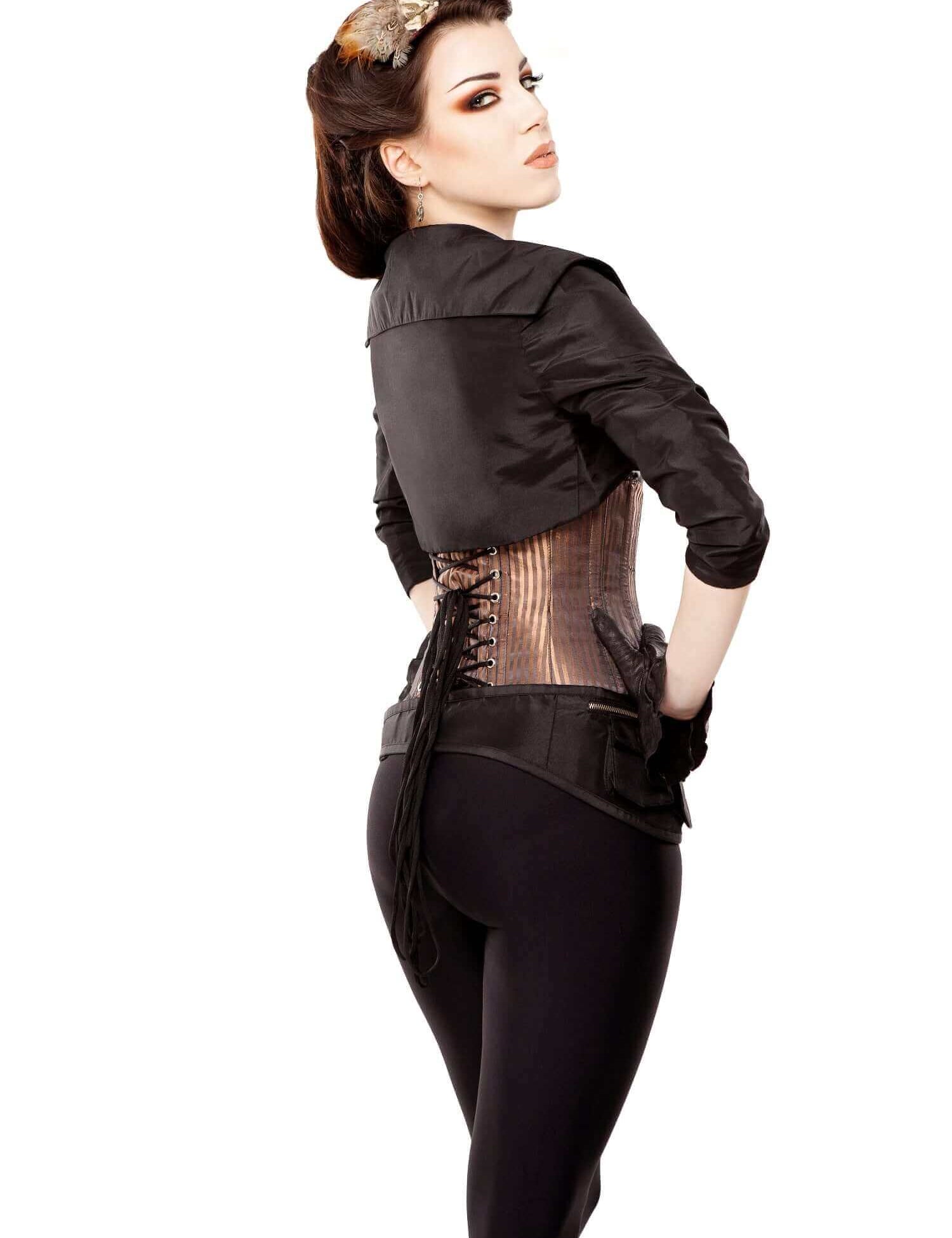 Steampunk Brown Underbust Corset With Bolero & Belt