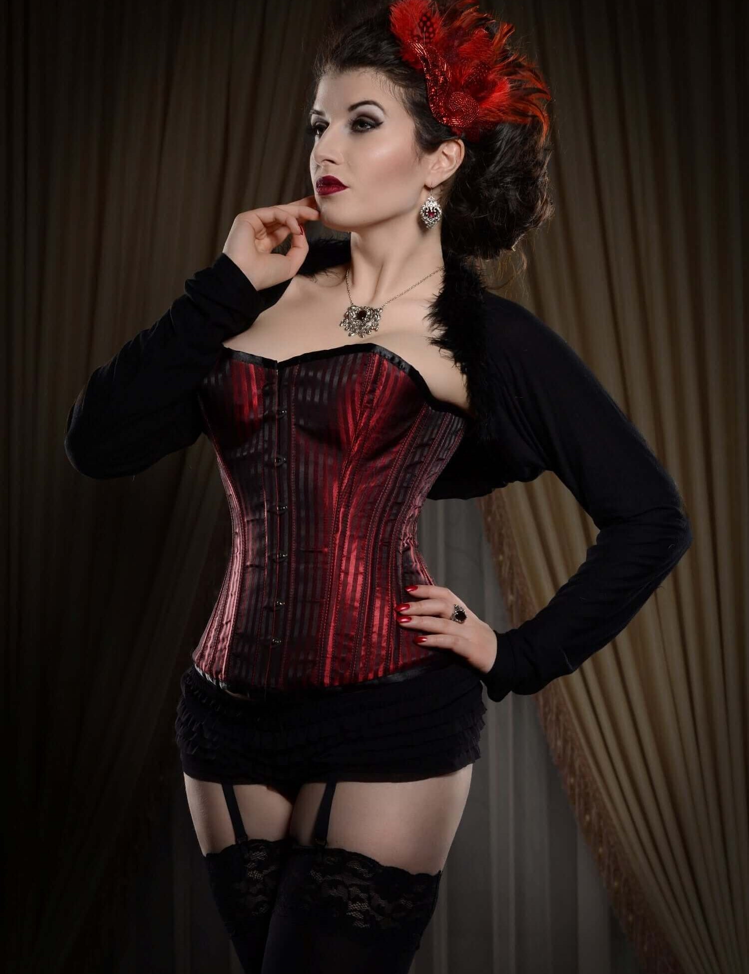 Playgirl Steel Boned Red Shadow Stripe Corset