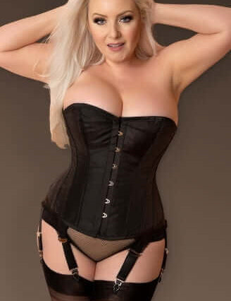 Playgirl Layla Lush Black Tafetta Steel Boned Overbust Corset