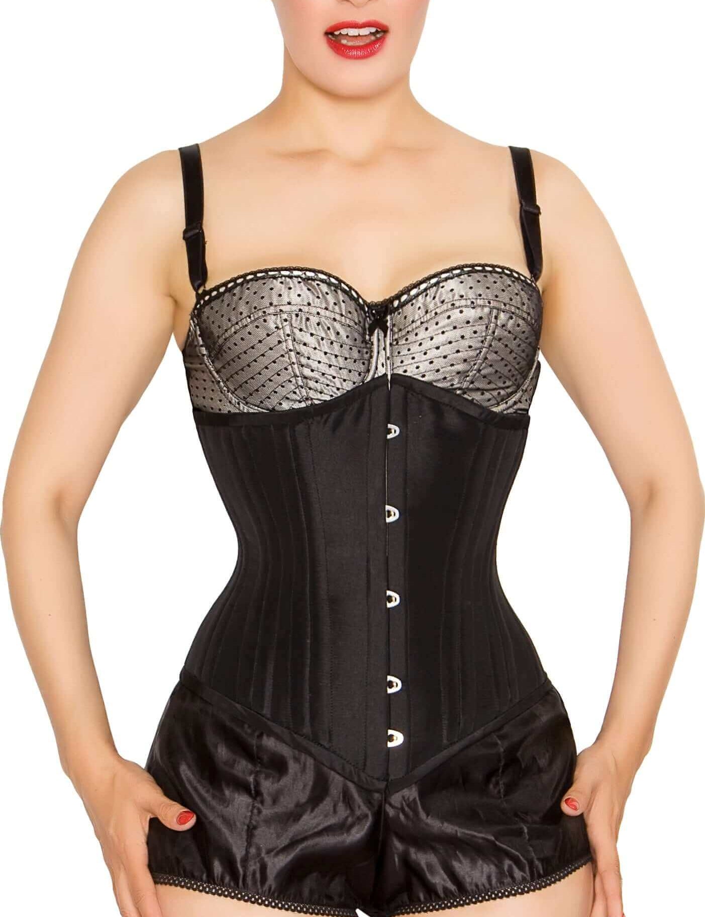 Waist Training Tightlacing Long Corset Cincher In Black