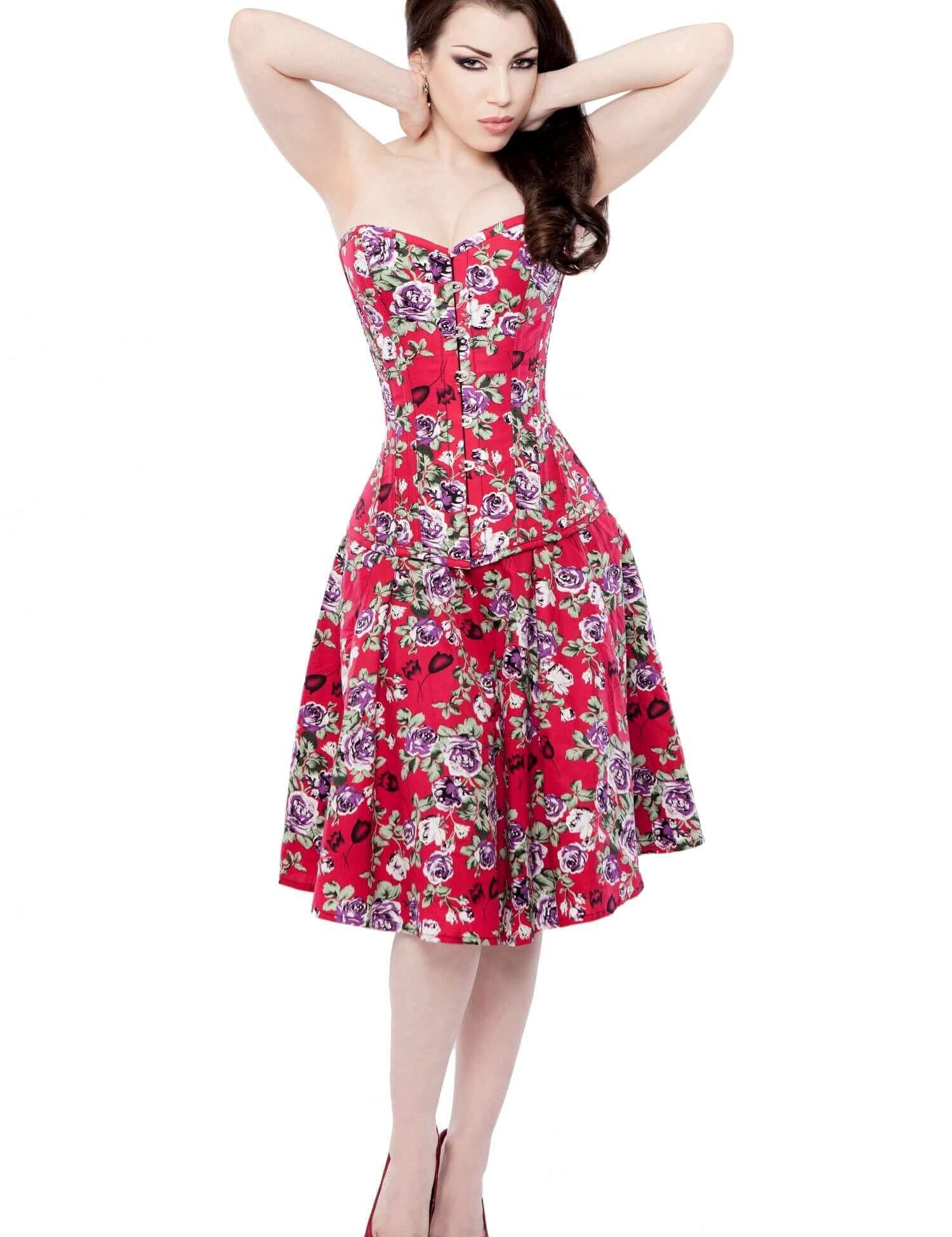 Playgirl Red Floral Circle Skirt