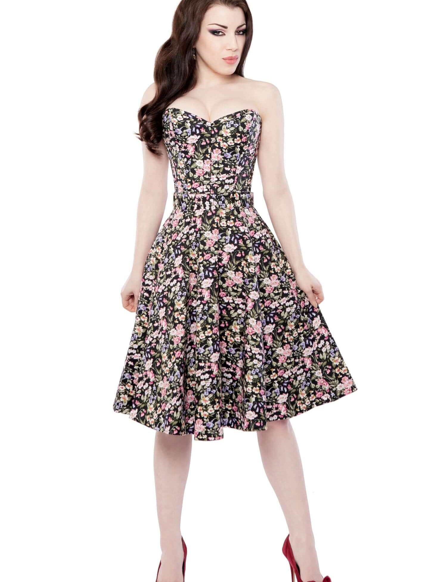 Playgirl Black Floral Circle Skirt