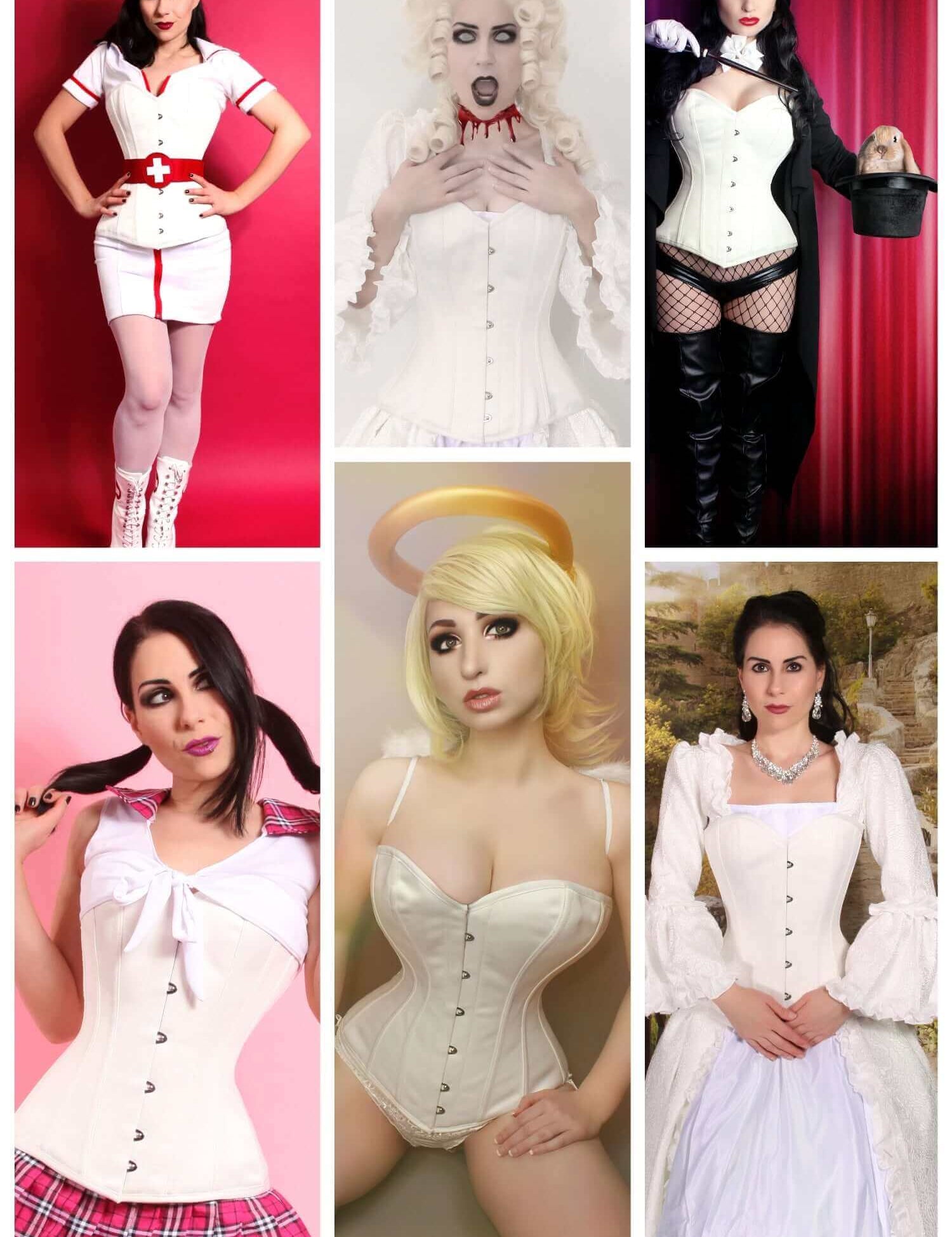 Nurse, Marie Antoinette, Schoolgirl, Angel, Magician Zatanna Corset