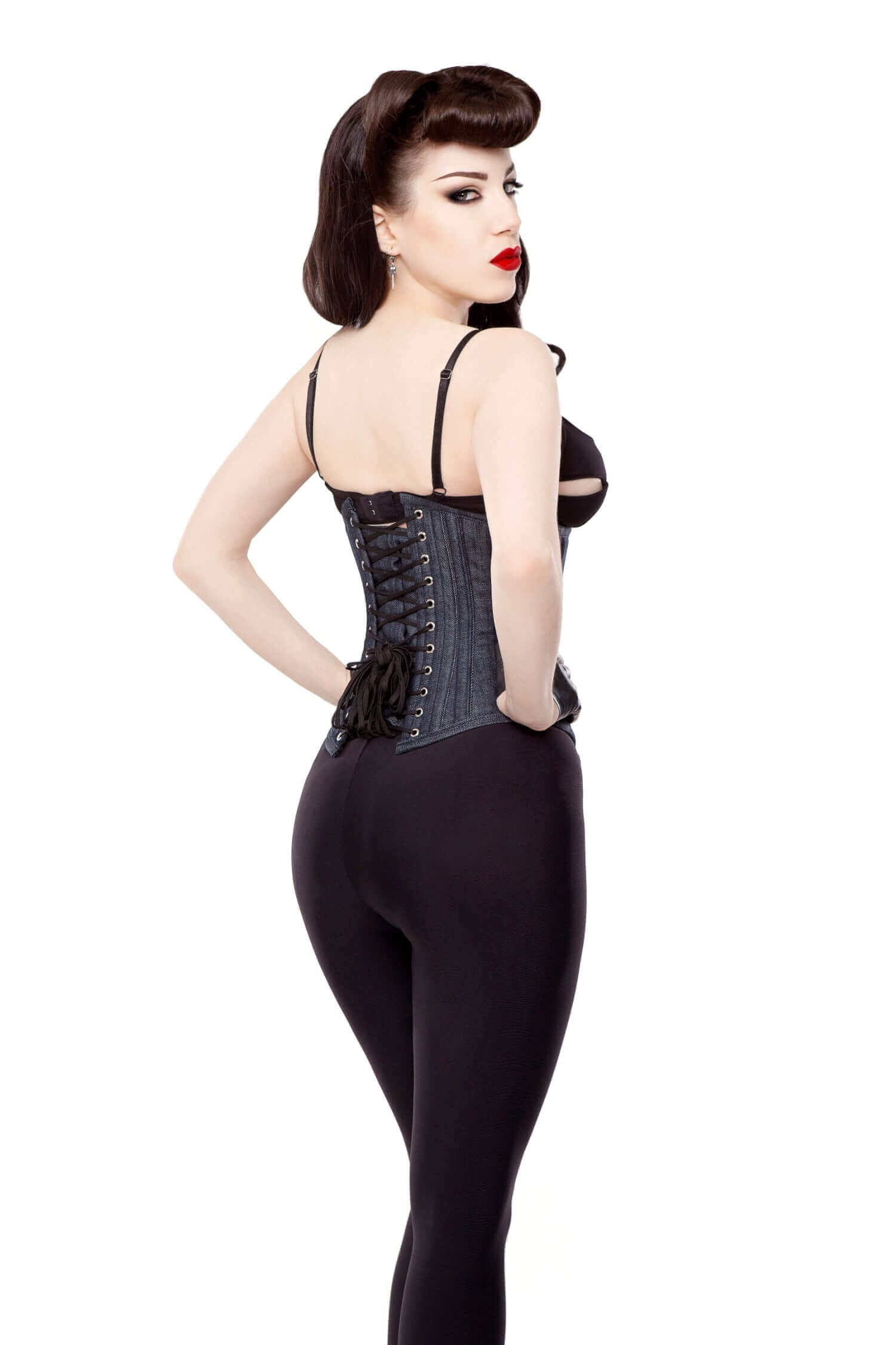 Long Denim Waist Training Steel Boned Corset Cincher