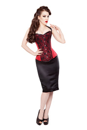 Satin Corset With Black Lace & Pencil Skirt