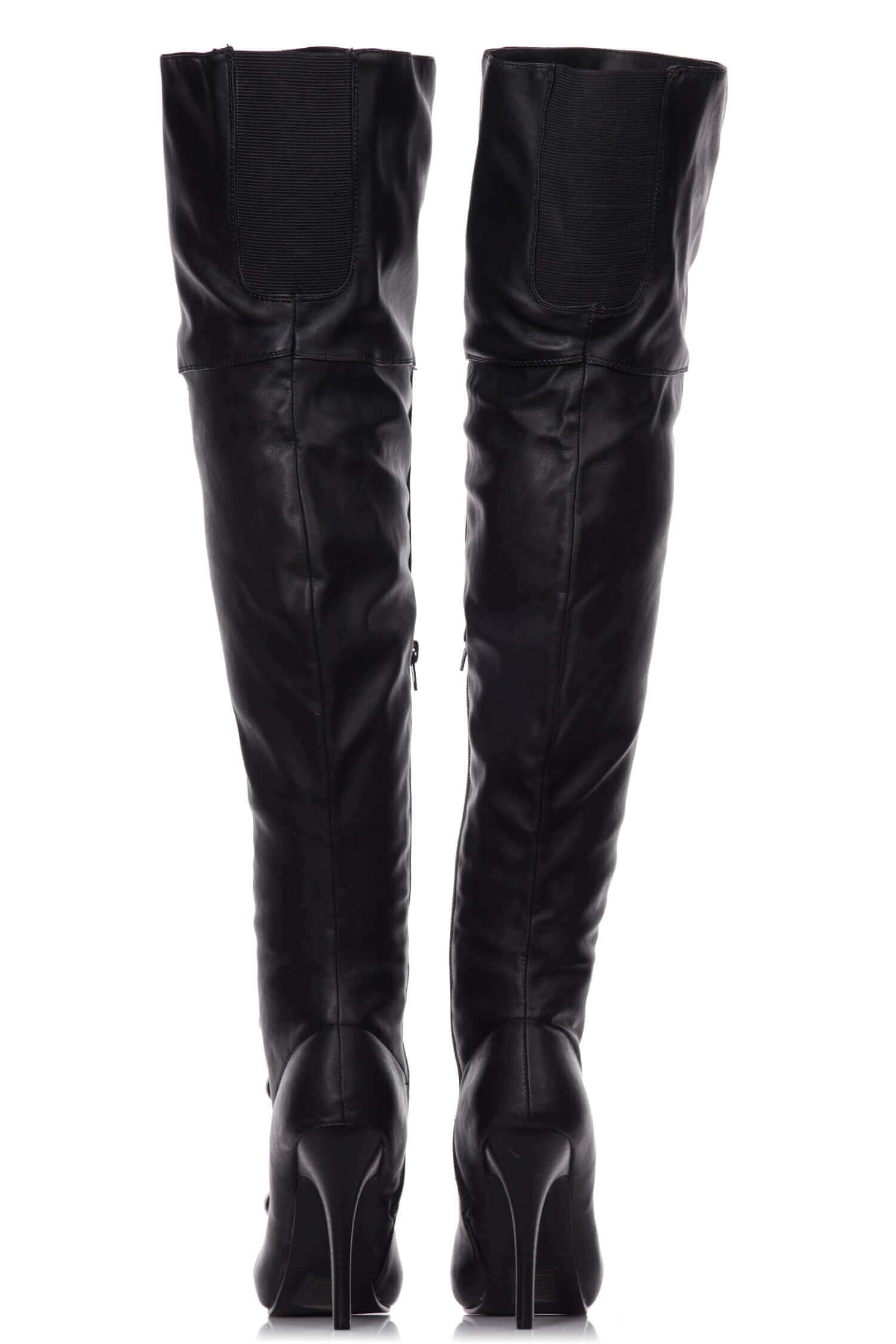 Playgirl Over The Knee Black Matt Button Detail Boots