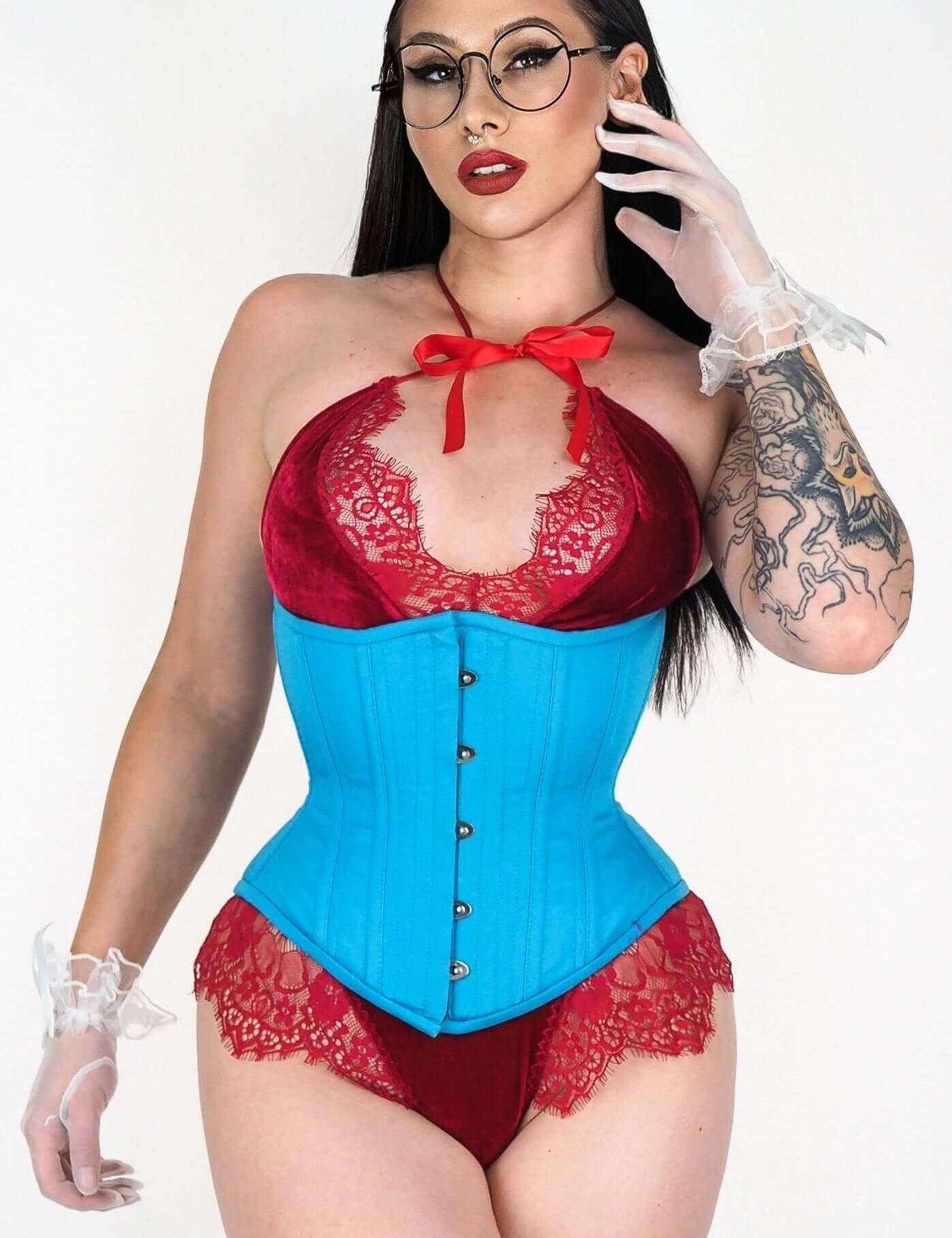 Artemis Hourglass Silhouette Corset In Aqua Designed by Lucy's Corsetry