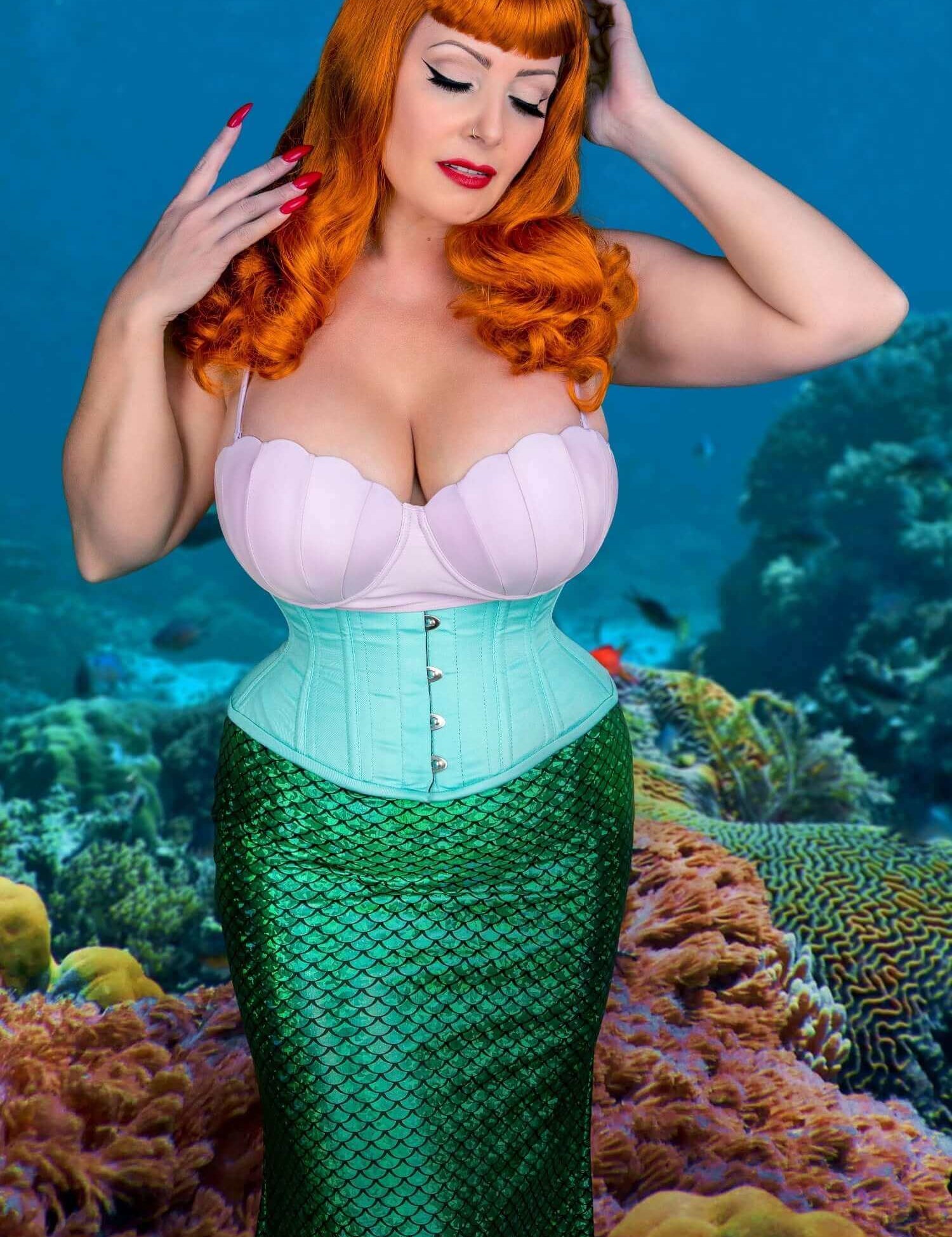 The Little Mermaid In Mint Green Corset