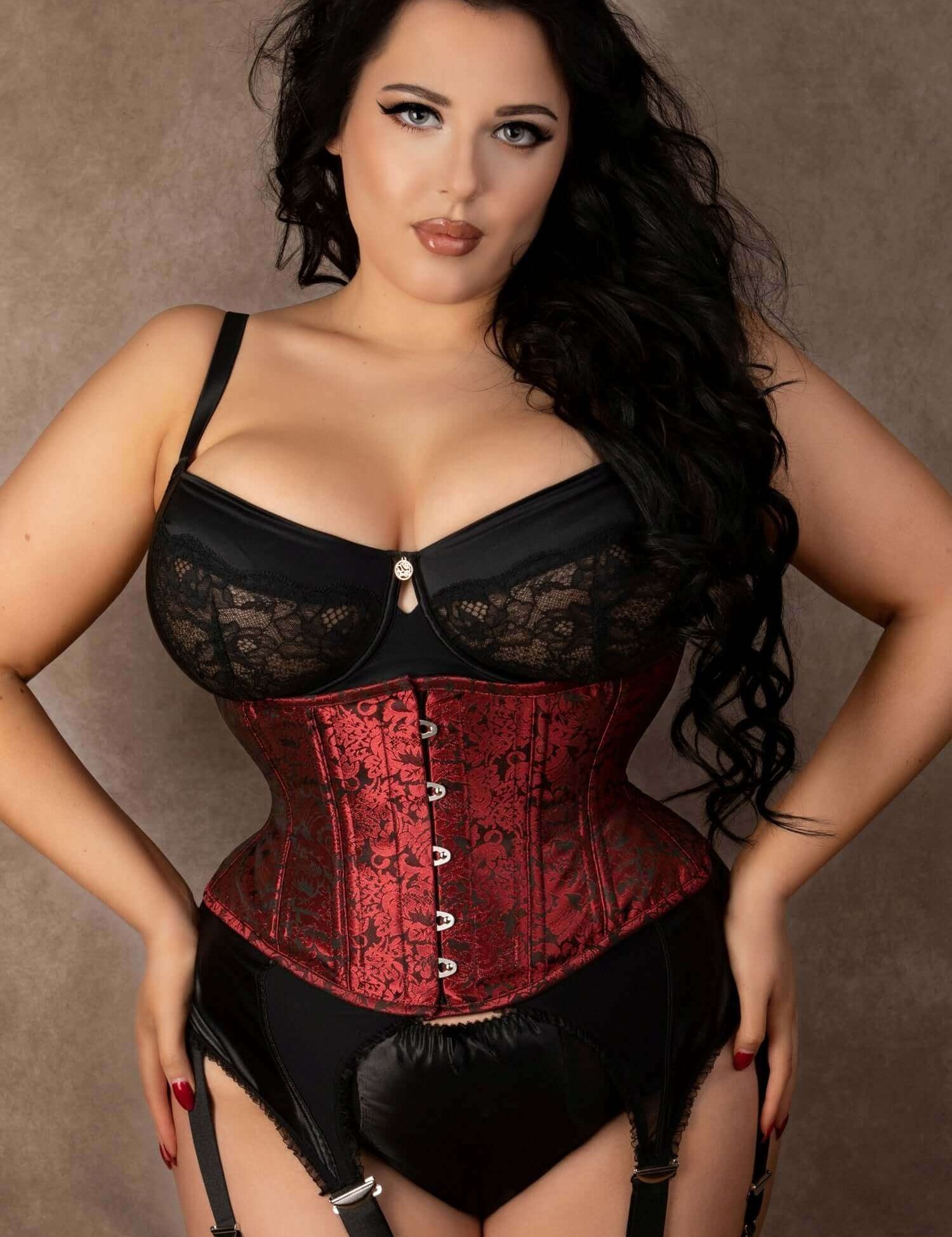 Plus Size Crimson Polly Hourglass Silhouette Waist Training Waspie Corset