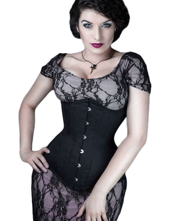 Black Classic Long Steel Boned Corset